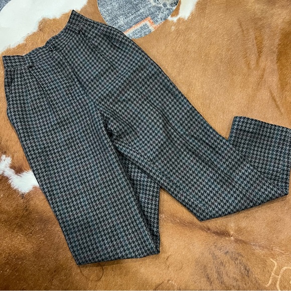 Vintage Sparrs Concepts WOOL GRAY/BLACK HOUNDSTOOTH PANTS Size 6 High Rise - Picture 1 of 7